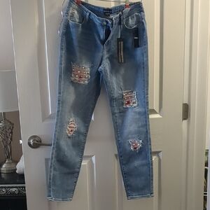 BeBop Blue Distressed Skinny Jeans